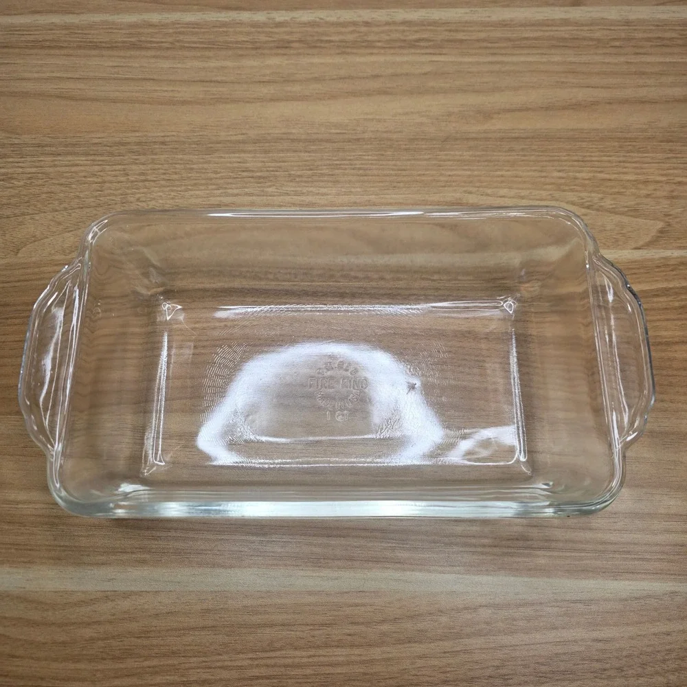 Vintage Fire King 409 Clear Glass Loaf Pan 1 Qt‎ Made in USA Rectangular Baker